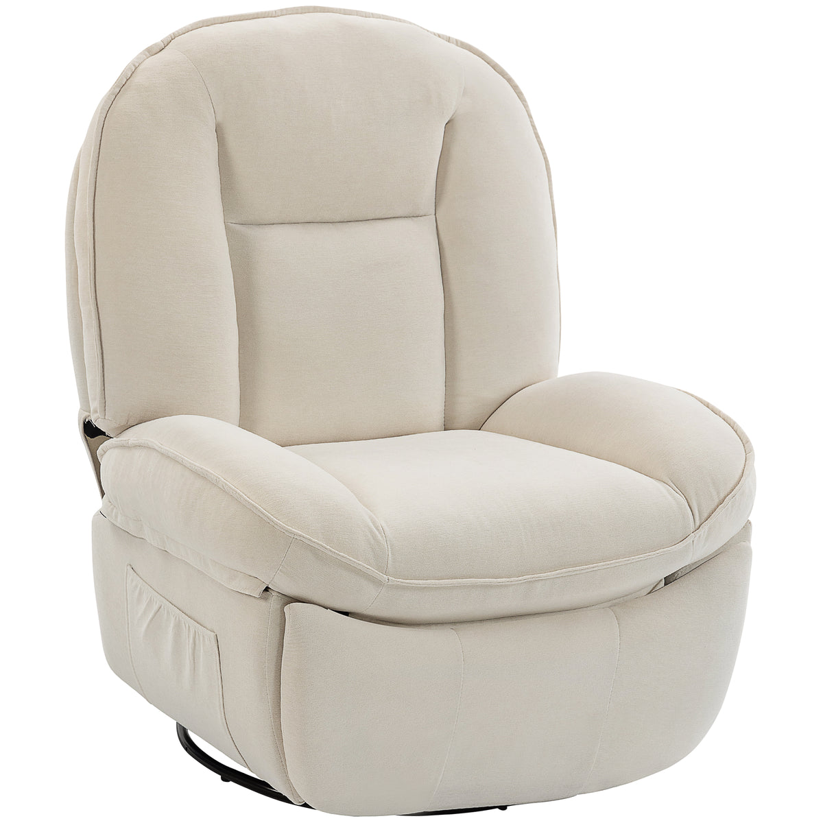 Relaxfauteuil, draaibare schommel- en ligstoel met diepe zitting, dik rugkussen, eenvoudige montage, crème