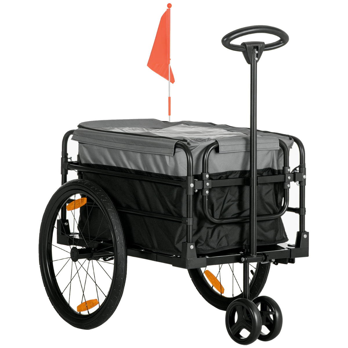 Bagagewagen bolderkar 130 x 64 x 103 cm staal zwart+grijs