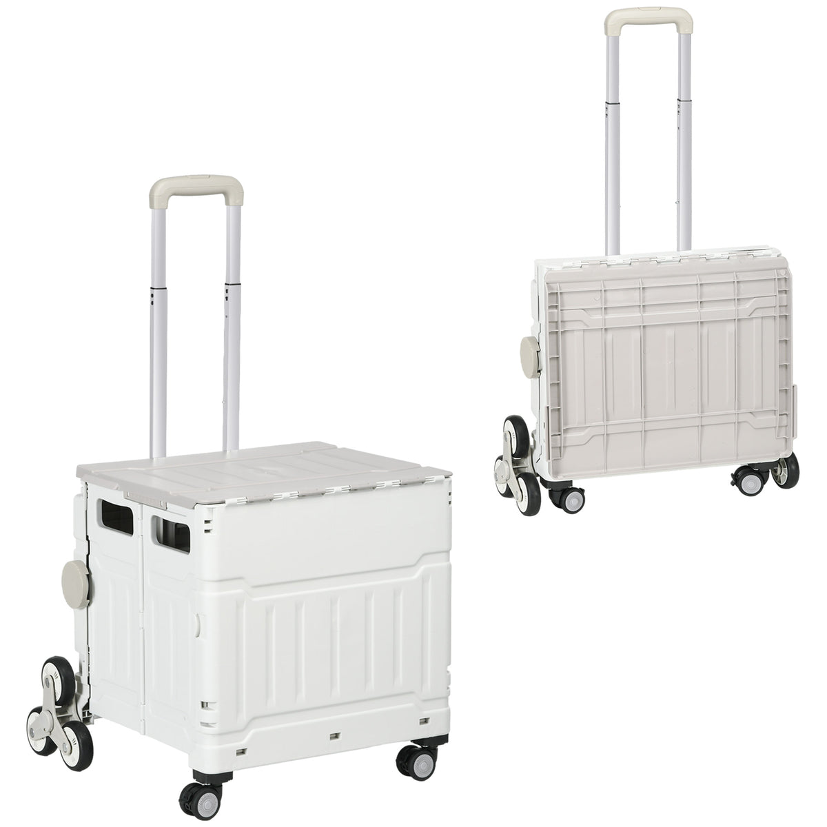 Boodschappentrolley traploper, mobiele transportbox, inklapbaar, telescopische handgreep, belastbaar tot max. 65