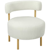 Fauteuil loungestoel relaxfauteuil met sherpa-fleece, metalen poten in houtlook gestoffeerde stoel 67 x 67 x 71