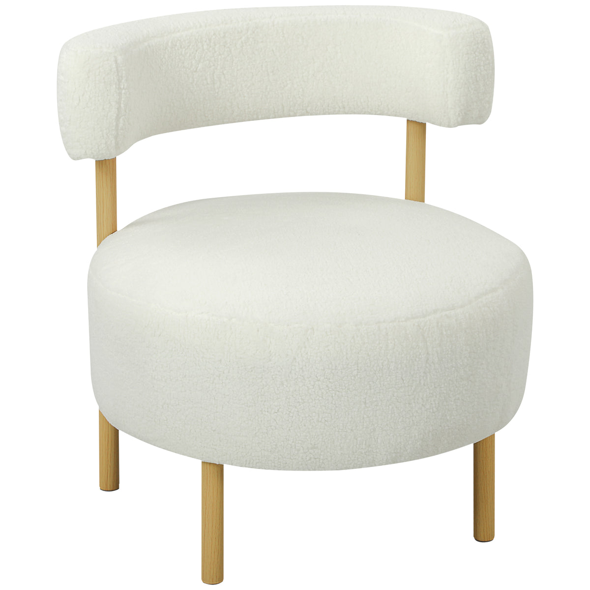 Fauteuil loungestoel relaxfauteuil met sherpa-fleece, metalen poten in houtlook gestoffeerde stoel 67 x 67 x 71