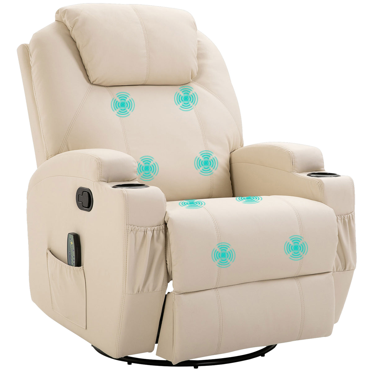 Elektrische massagestoel relaxfauteuil tv-fauteuil massagefunctie 5 massagemodi ligfunctie kunstleer hout metaal