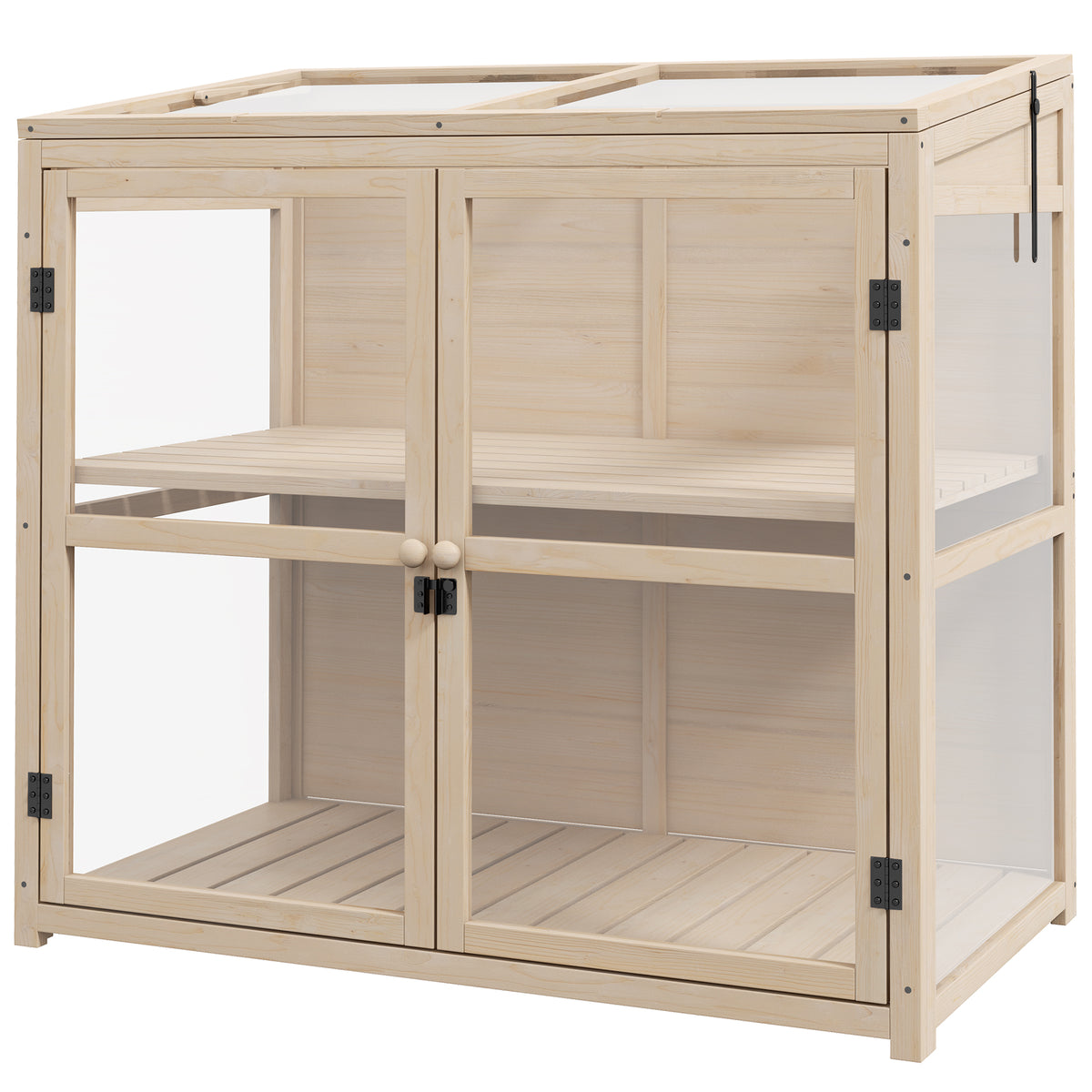 Kweekbak verhoogd plantenbed, weerbestendig, 2 niveaus, vurenhout, 103 x 61 x 103 cm, natuur