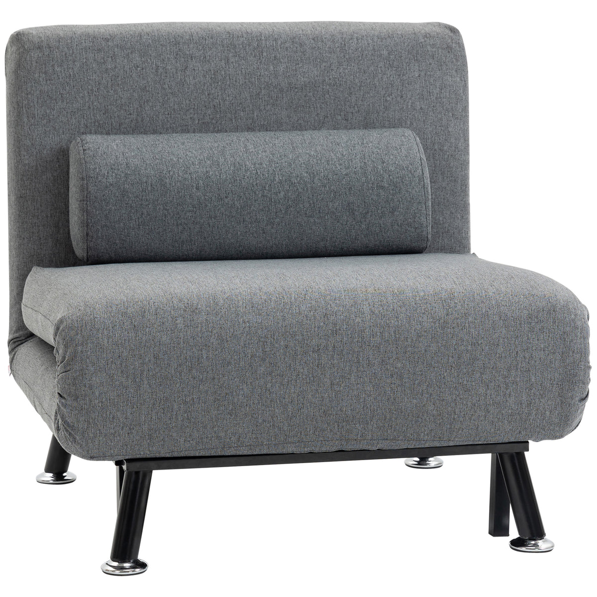 Opklapbare fauteuil met bedfunctie, inklapbare relaxfauteuil in linnenlook, verstelbare rugleuning, 75 x 70 x 75
