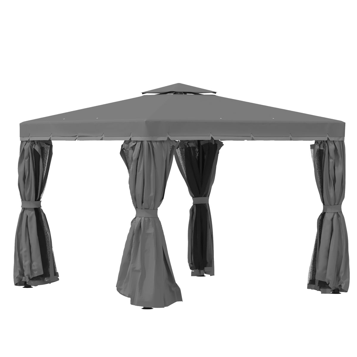 Tuinpaviljoen paviljoen 2,96 x 2,96 m tuintent met dubbel dak feesttent partytent met 4 x zijwanden klamboe