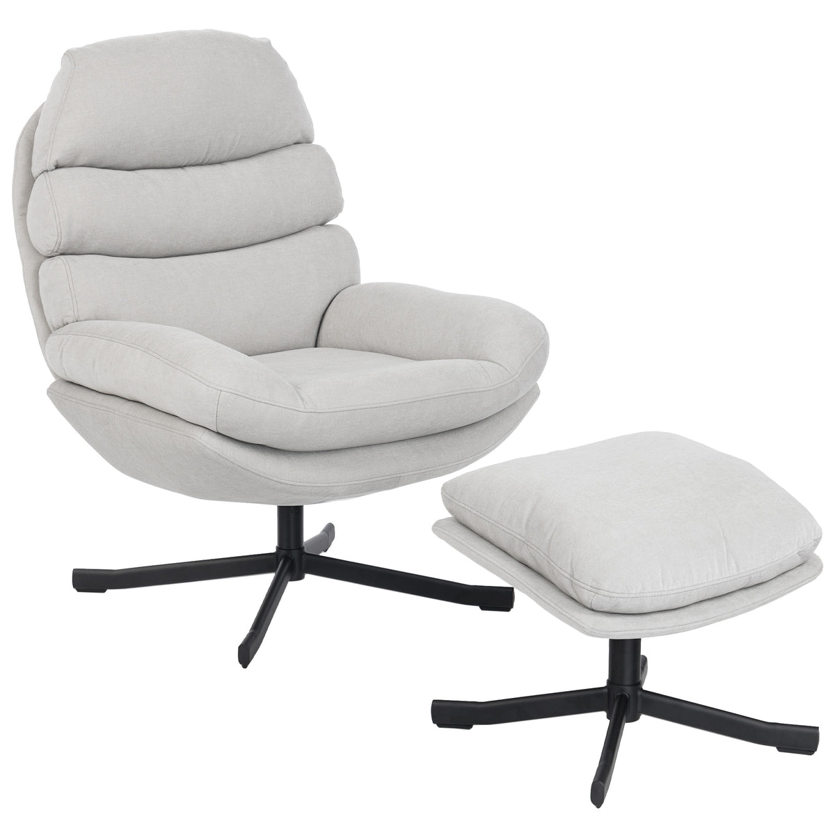 Relaxfauteuil met voetenbank, loungestoel met chenillestof, moderne tv-stoel, 78 x 93 x 100 cm, crèmewit