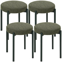 Eetkamerkrukken set van 4 stapelbare krukken met stalen poten, linnenlook voor eetkamer, woonkamer, keuken