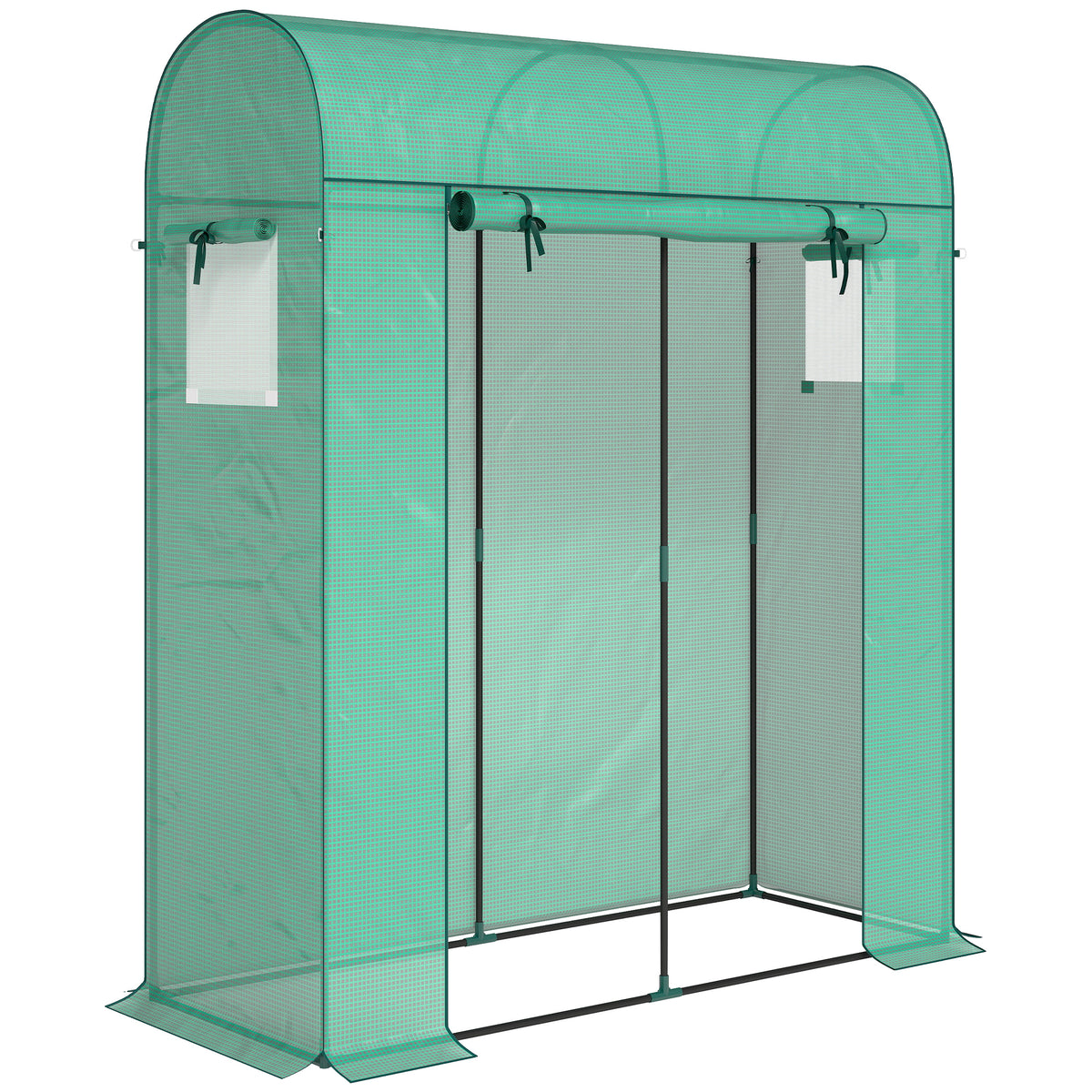 Tomatenkas foliekas met roldeur, gaasraam en boogdak 170 x 68 x 200 cm groen