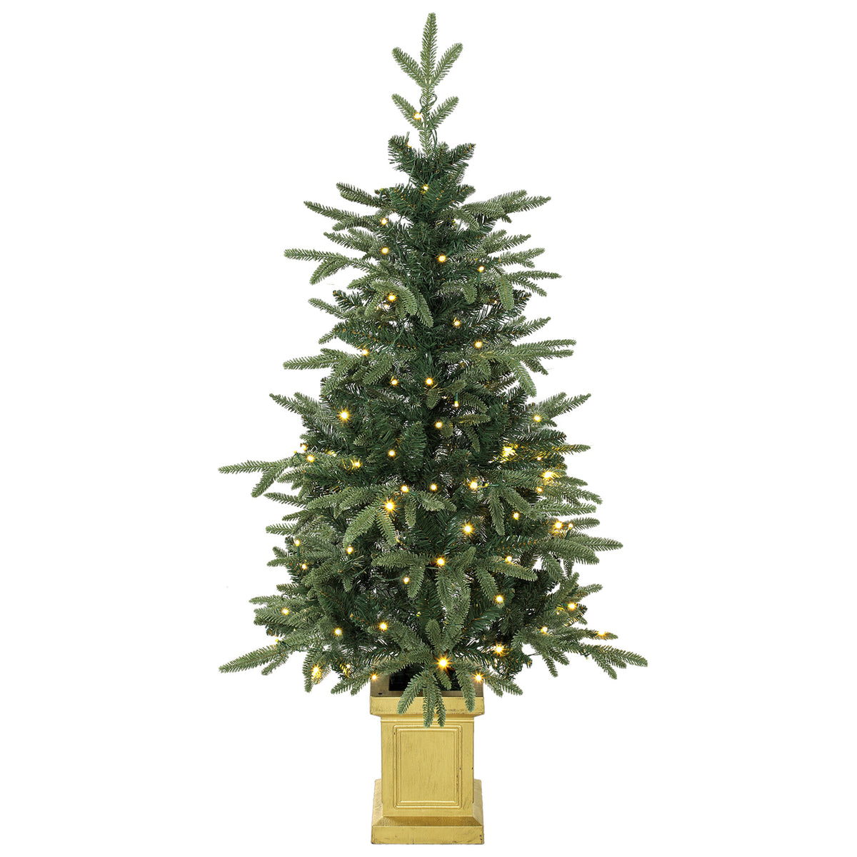 Kunstkerstboom, 120 cm kerstboom met 110 ledlampjes, 147 takpunten, 2 lichtkleuren, afstandsbediening
