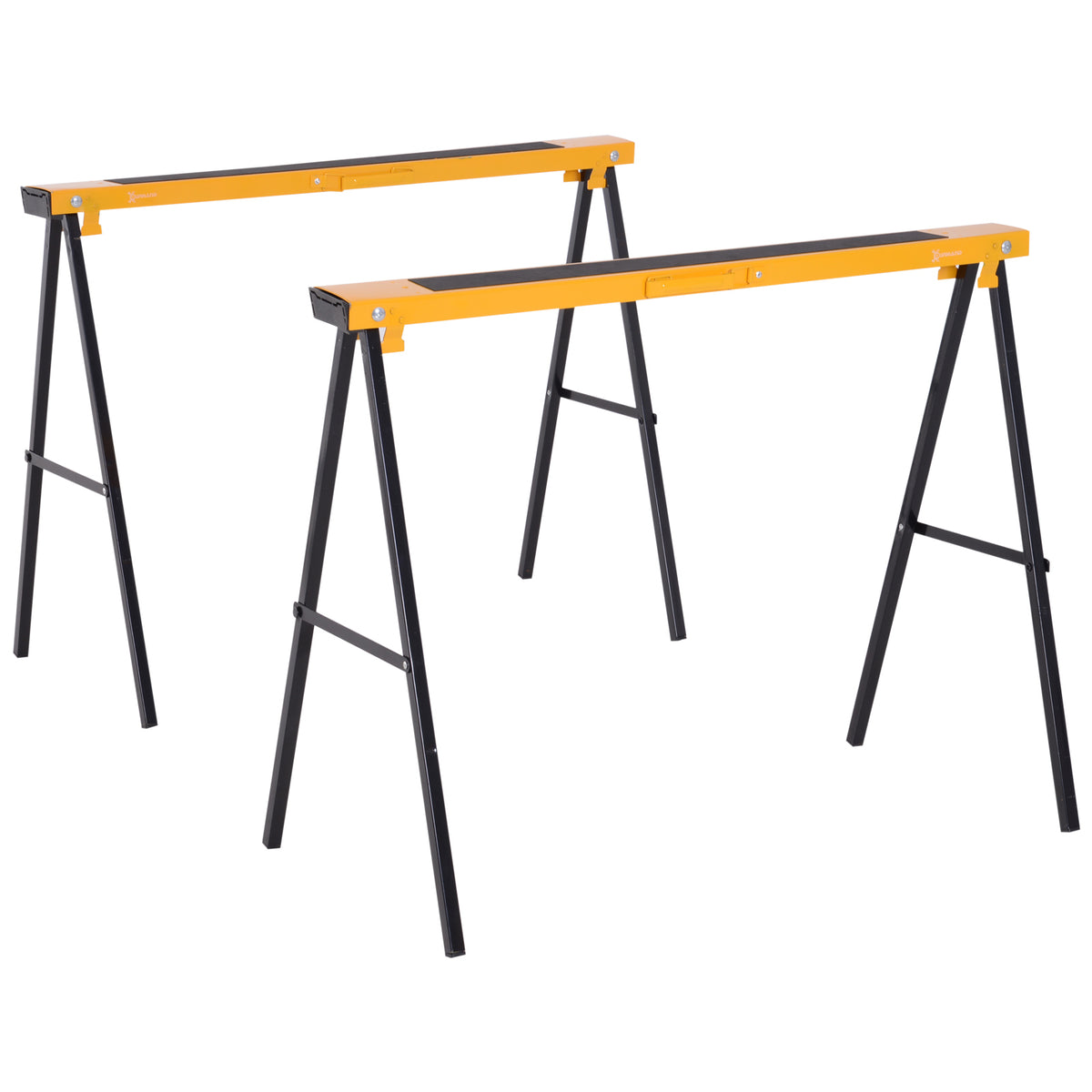 Set van 2 werkbokken, werkstandaards, belastbaar tot 250 kg, metaal, geel