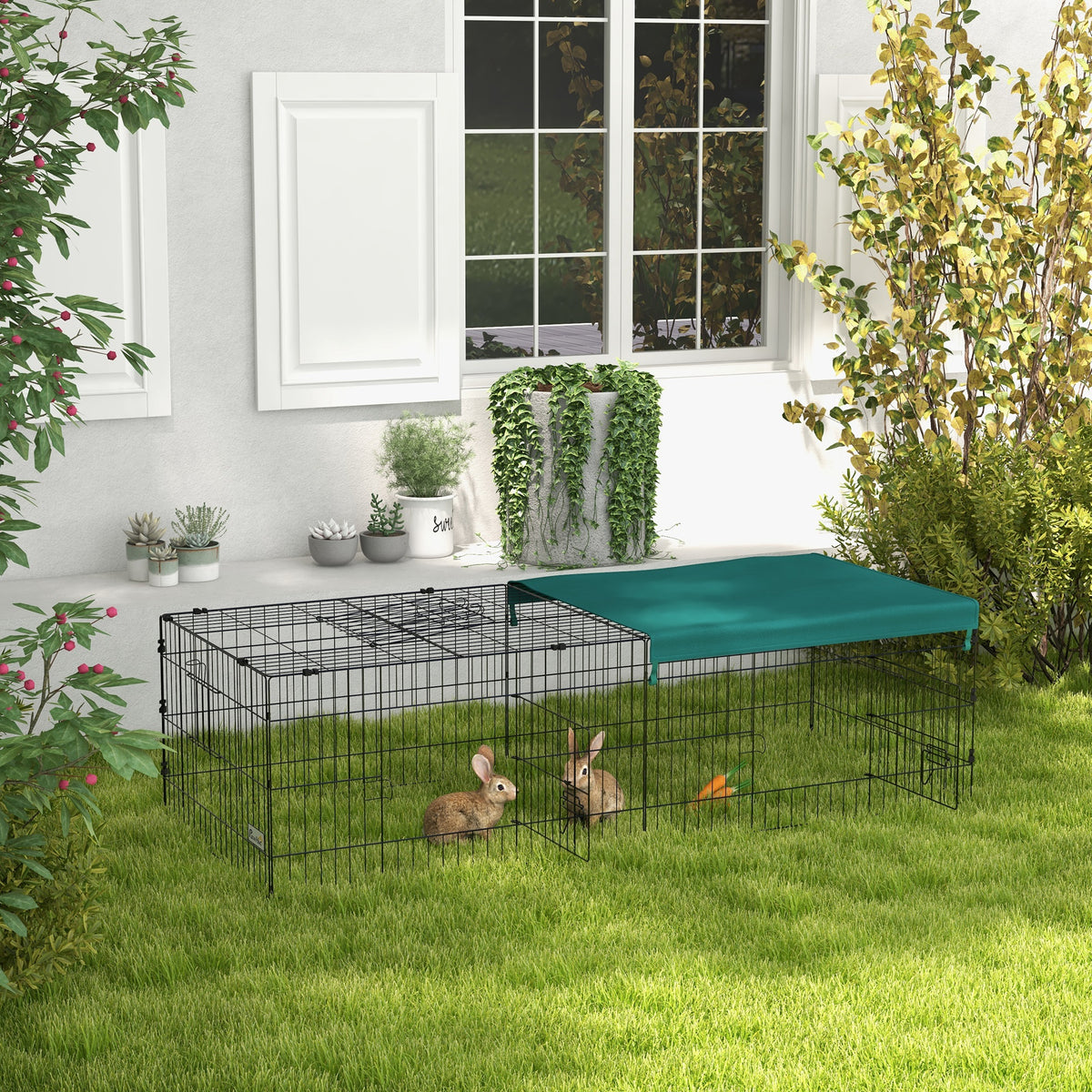 Dierenren uitloopren dwergkonijnenren, 185 x 75 x 50 cm, groen + zwart (2)