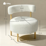 Fauteuil loungestoel relaxfauteuil met sherpa-fleece, metalen poten in houtlook gestoffeerde stoel 67 x 67 x 71 (3)