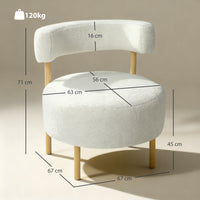 Fauteuil loungestoel relaxfauteuil met sherpa-fleece, metalen poten in houtlook gestoffeerde stoel 67 x 67 x 71 (3)