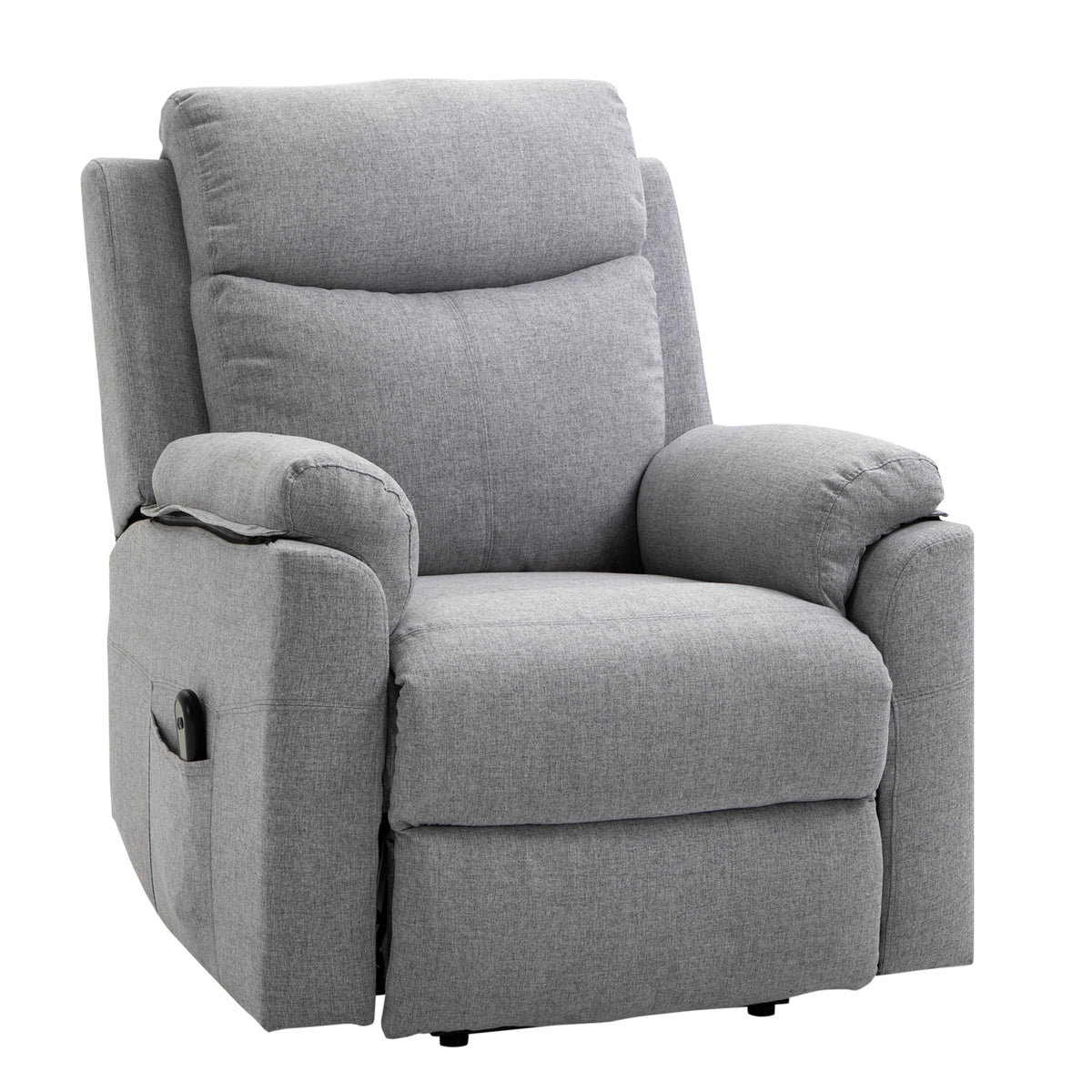 Relaxfauteuil met sta-op-hulp, elektrisch, ligfunctie, afstandsbediening, pocketvering, tot 120 kg, grijs