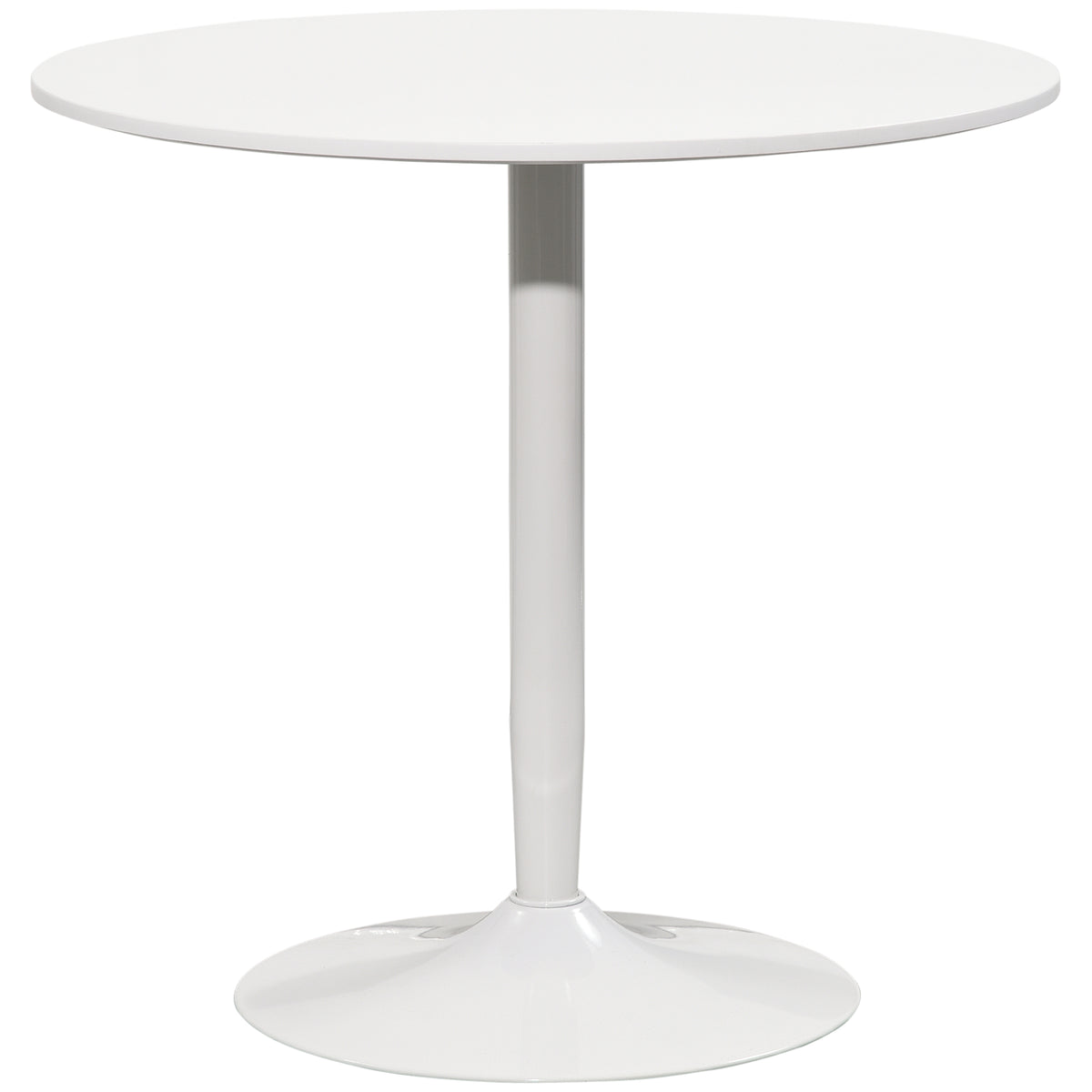 Eettafel voor 2 personen, rond tafelblad Ø80 cm, MDF en staal, antislip, wit, 75H cm