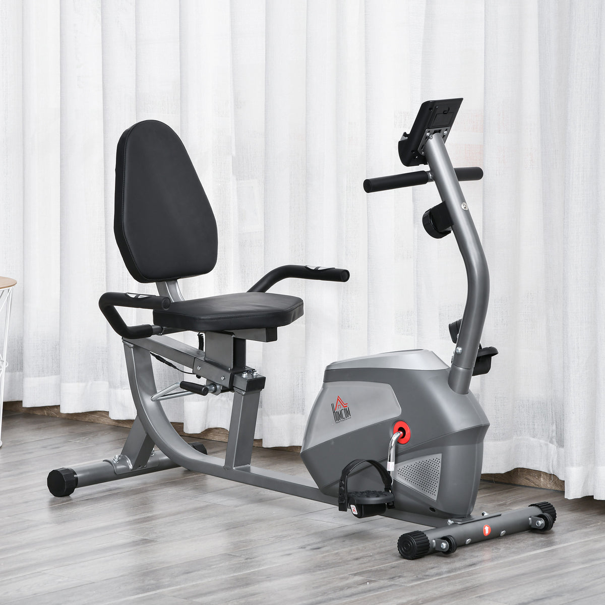Liggende hometrainer met LCD-display, 8-traps instelbare magnetische weerstand, ligfiets, hometrainer met (2)