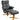 Relaxfauteuil met hocker, 145° verstelbare rugleuning, 360° draaibaar, kunstleer, donkergrijs