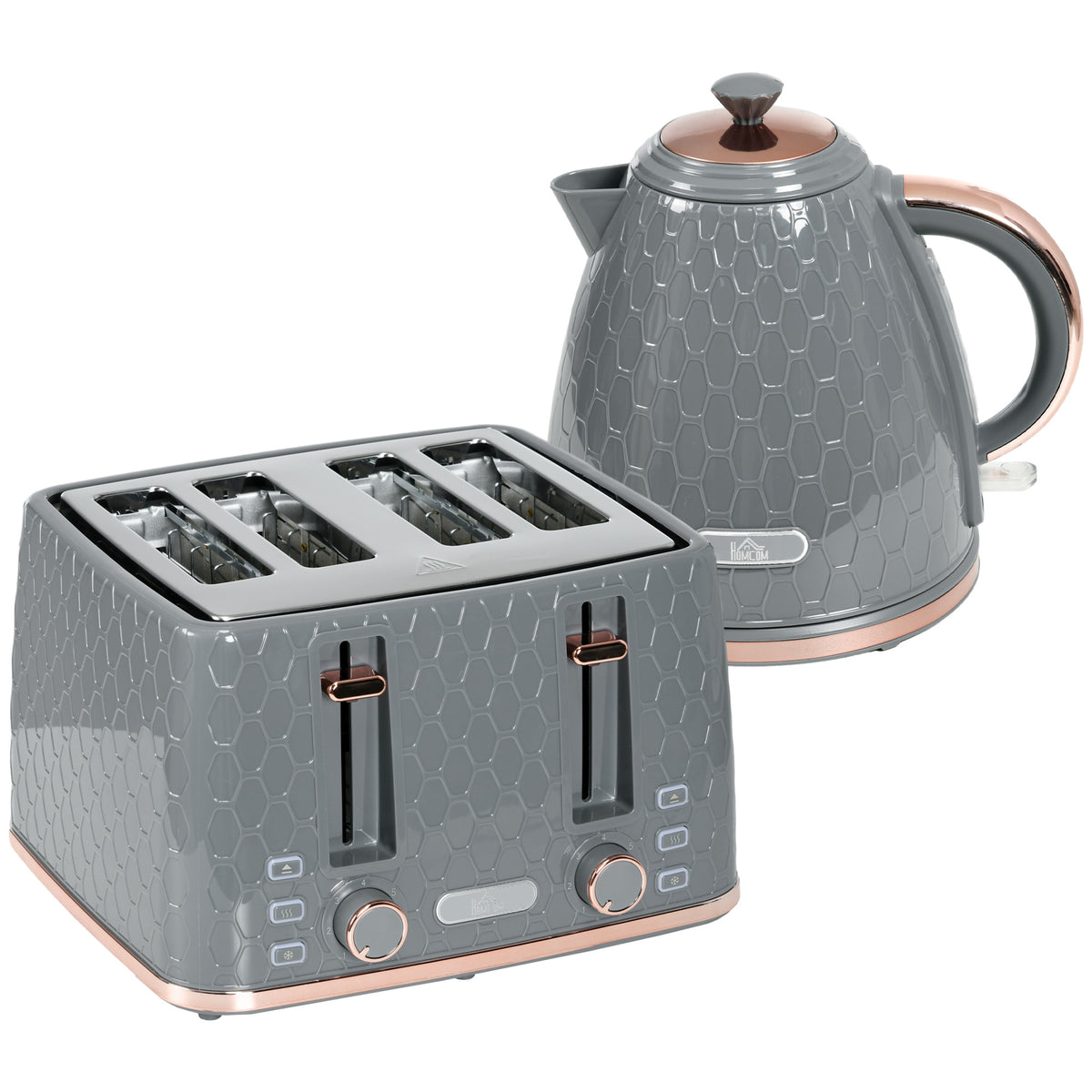 2-in-1 keukenset, broodrooster en waterkoker, meerdere opties, 1,7 L, 4 sneetjes brood tegelijk, kunststof