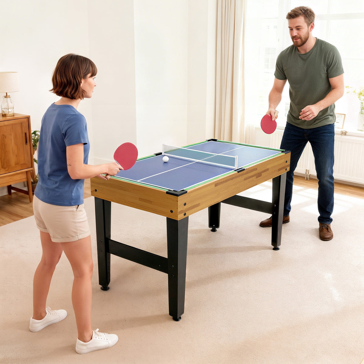 13-in-1 speltafel, tafelvoetbal, schaken, biljart, tafeltennis en meer, MDF, kunststof, walnoot (2)