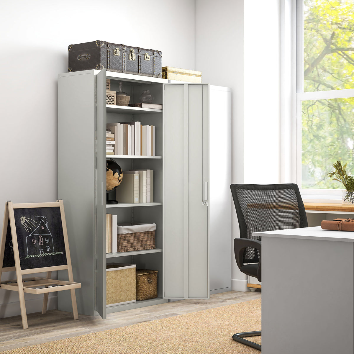 Archiefkast, kantoorkast, 5 planken, metaal, 80B x 40D x 180H cm, wit (2)