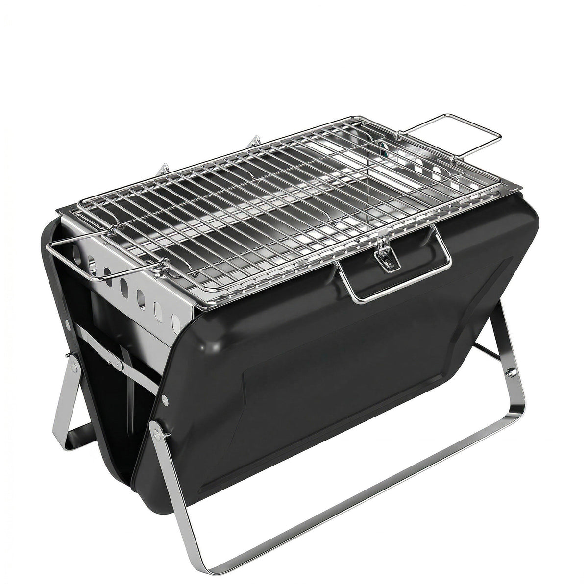 Houtskoolbarbecue van roestvrij staal BBQ-smoker met grillrooster handgreep en inklapbare poten voor barbecueën