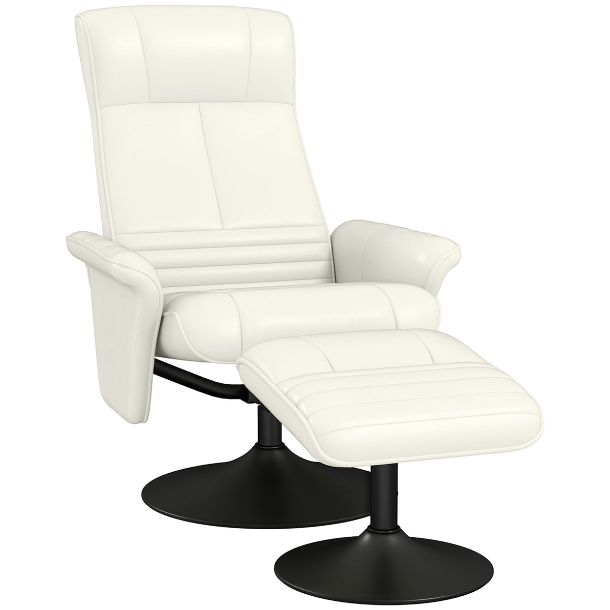 Relaxfauteuil, tv-fauteuil met hocker, draaibaar, ergonomisch, microvezel-look, tot 150 kg, crèmewit