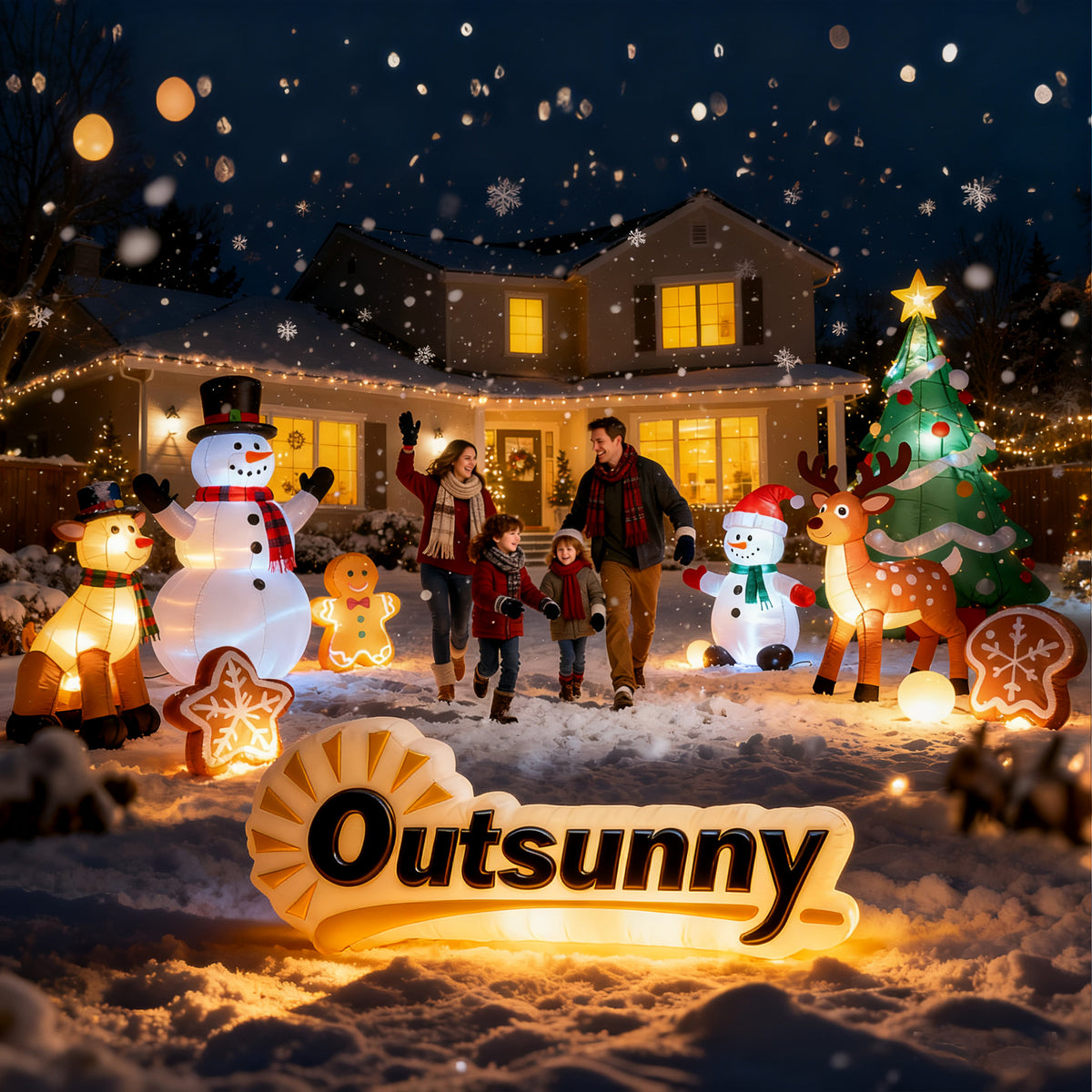 Opblaasbare kerstdecoratie, kerstman in schoorsteen, leds, ventilator (9)