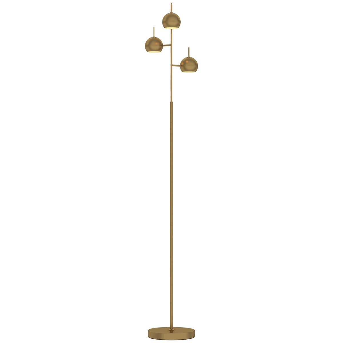 Vloerlamp 350° verstelbaar voor woonkamer en kantoor, staande lamp met 3 kappen van staal goud