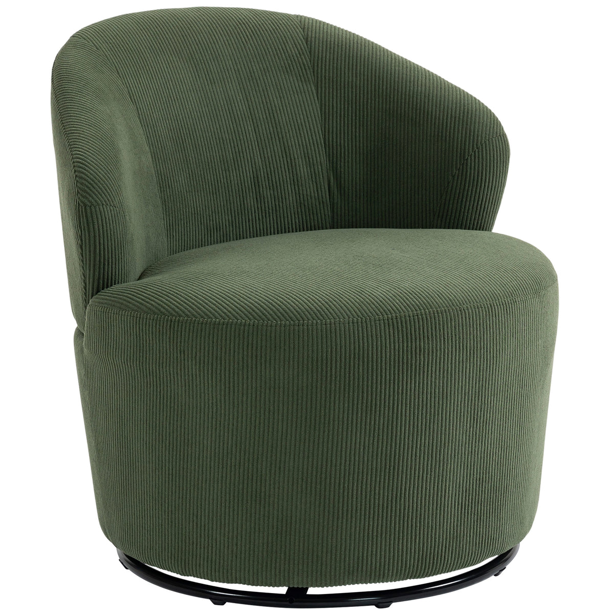 Accentstoel, 360 graden draaibaar, moderne draaifauteuil met ronde voet, voor woonkamer en slaapkamer, groen