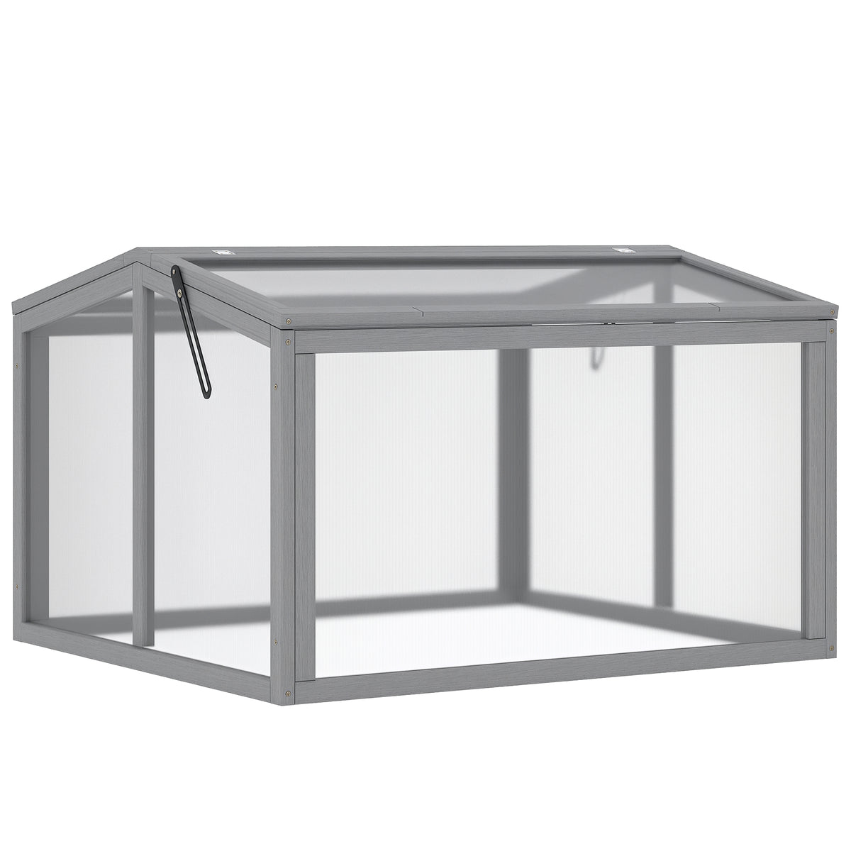 Kweekbak broeikas tuinkas kweekkas plantenbak met afdekking van hout en polycarbonaat weerbestendig lichtgrijs