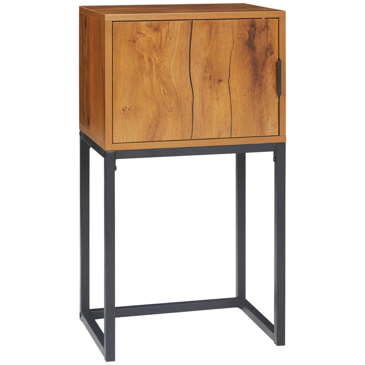 Sidetable in industrieel design, bijzettafel, dressoir, 1 kastje, naturel hout + zwart