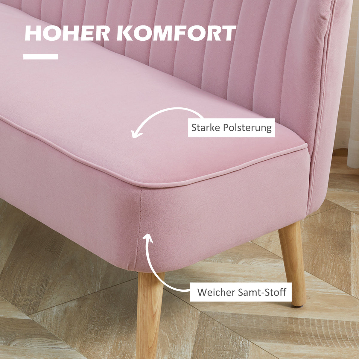 2-zits stoffen bank bankstel gestoffeerde bank loungebank breed roze (4)