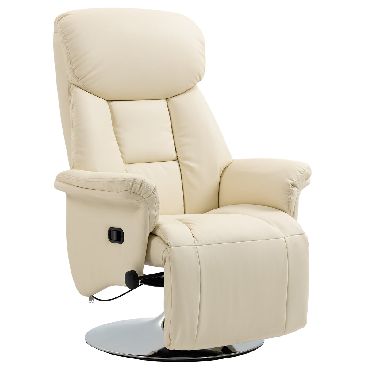 Relaxfauteuil, ligfunctie, lederlook, voetensteun, tot 150 kg, 78 x 80 x 109 cm, crème