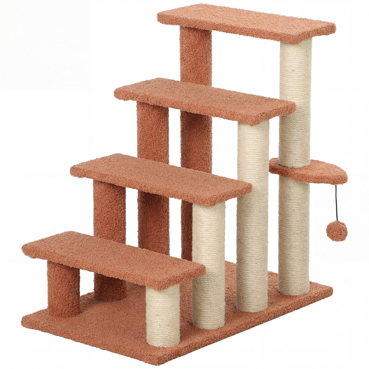 Huisdierentrap, krabpaal, 4 treden, voor dieren tot 5 kg, 60x40x64 cm, bruin