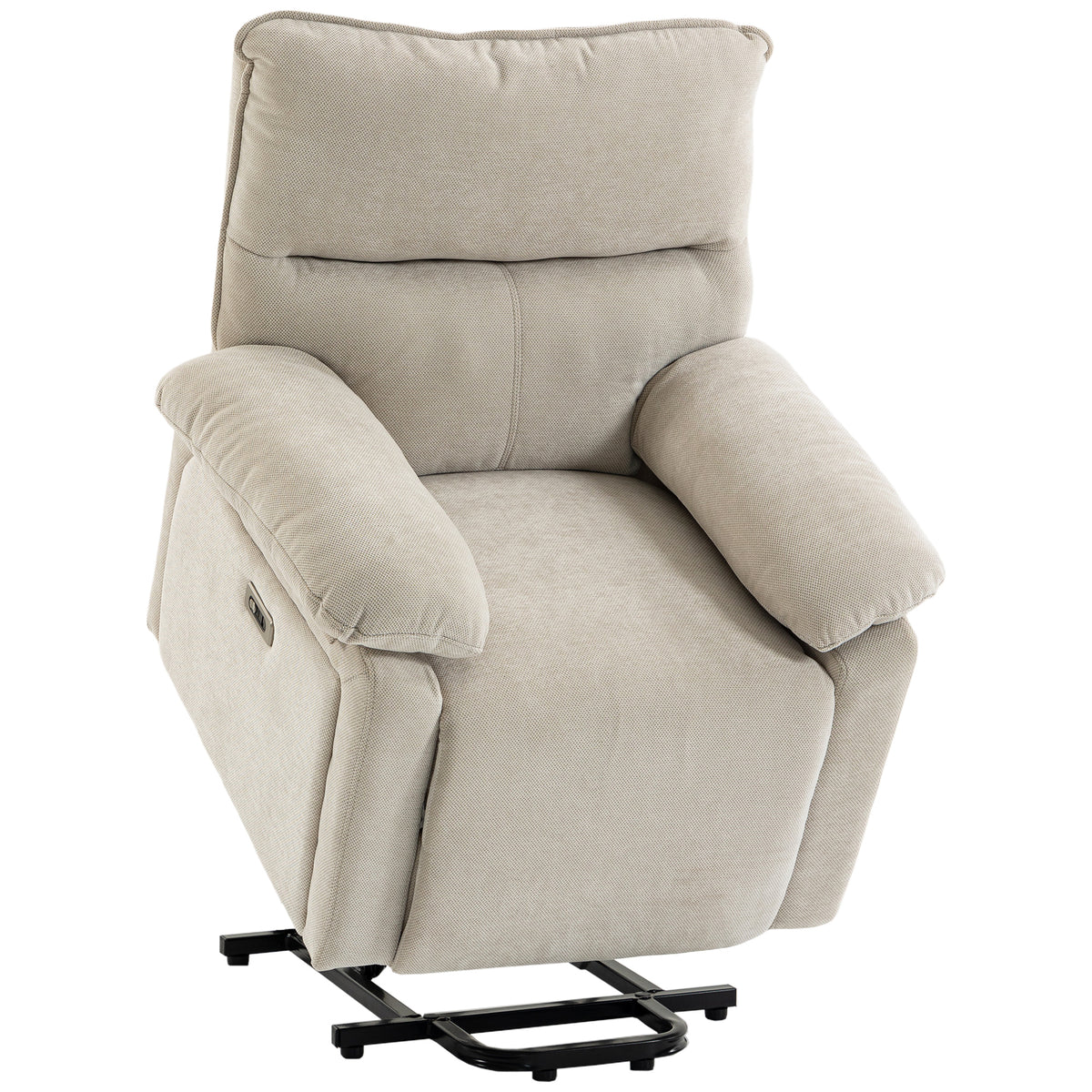 Elektrische sta-op stoel met massage & warmte, relaxfauteuil van chenille met schuim met hoge dichtheid en dikke