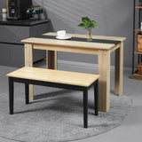Moderne zitbank voor 2 personen, houten bank, massief hout, gelakt, natuur + zwart (7)