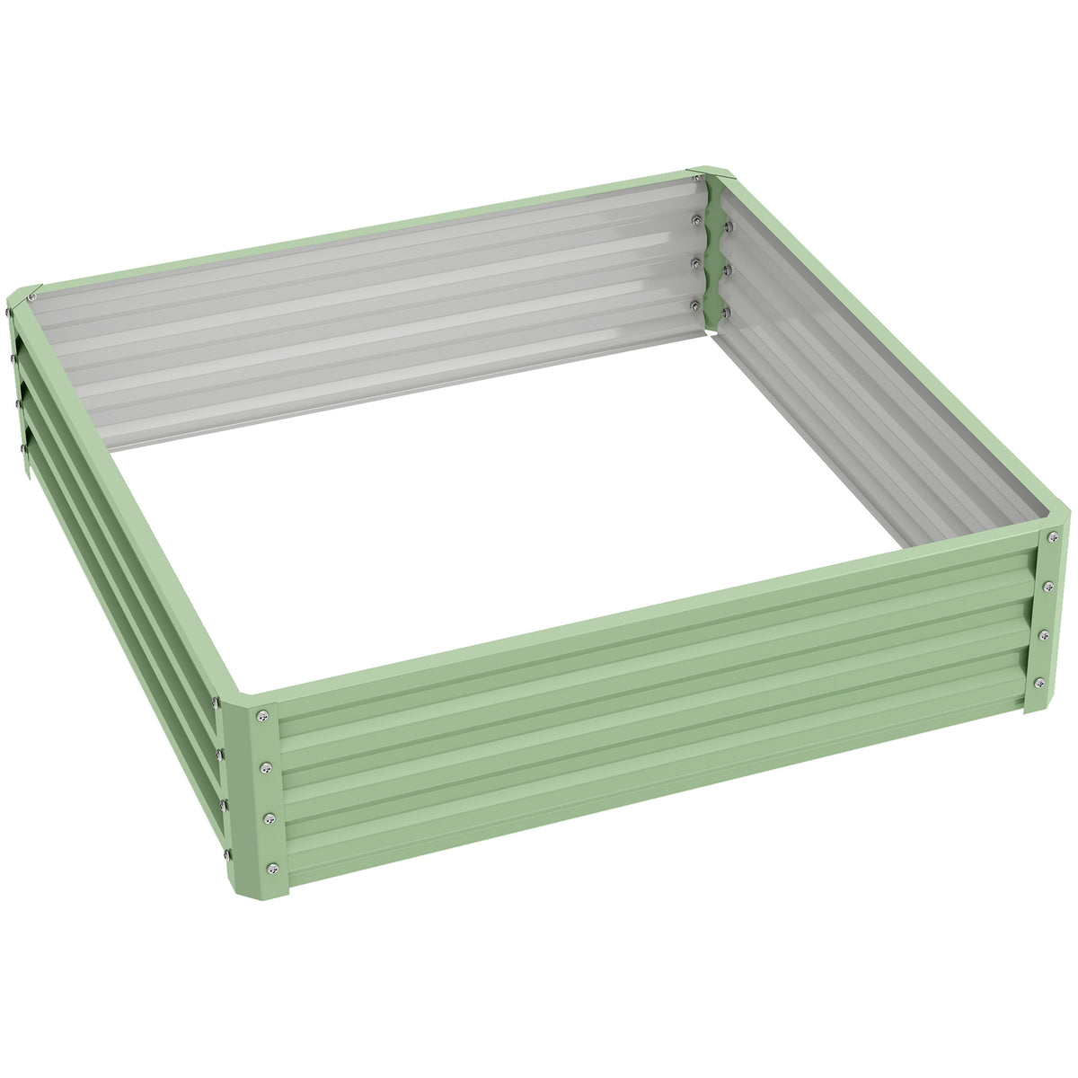 Tuinbed, plantenbak met stalen behuizing, groen, 120 x 120 x 30 cm