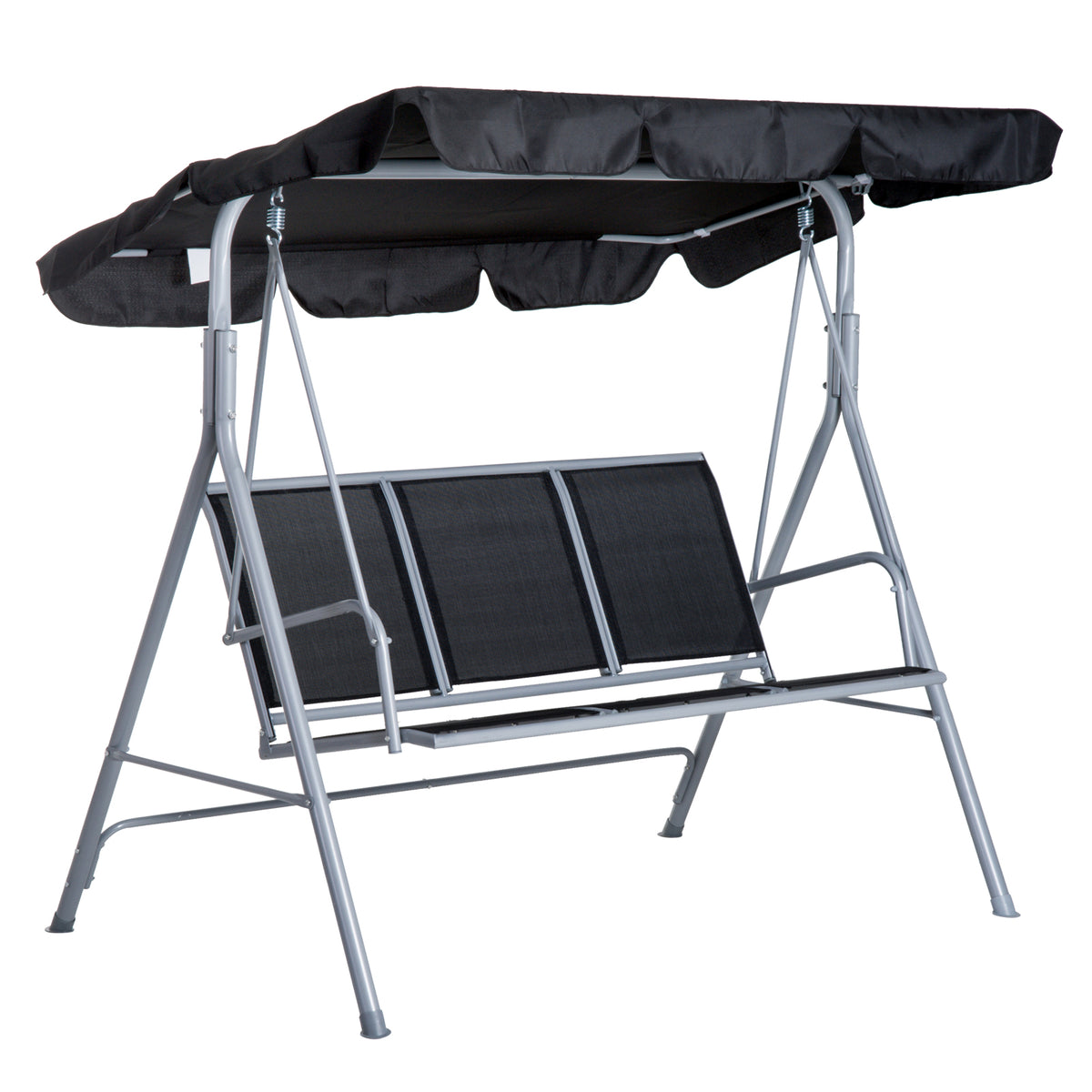 Hollywoodschommel met zonnedak tuinschommel antislipvoeten 171x108x150cm zwart
