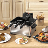 Friteuse, 5 l oliecapaciteit, timer, kijkvenster, 2000 W vermogen, zilverkleurig (9)