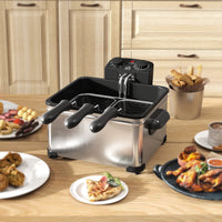 Friteuse, 5 l oliecapaciteit, timer, kijkvenster, 2000 W vermogen, zilverkleurig (9)