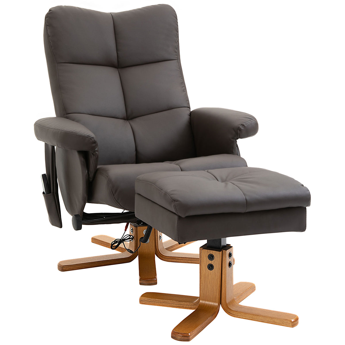 Relaxfauteuil met ligfunctie massagefauteuil met voetenbank relaxstoel tv-fauteuil 145°-kanteling ligstoel