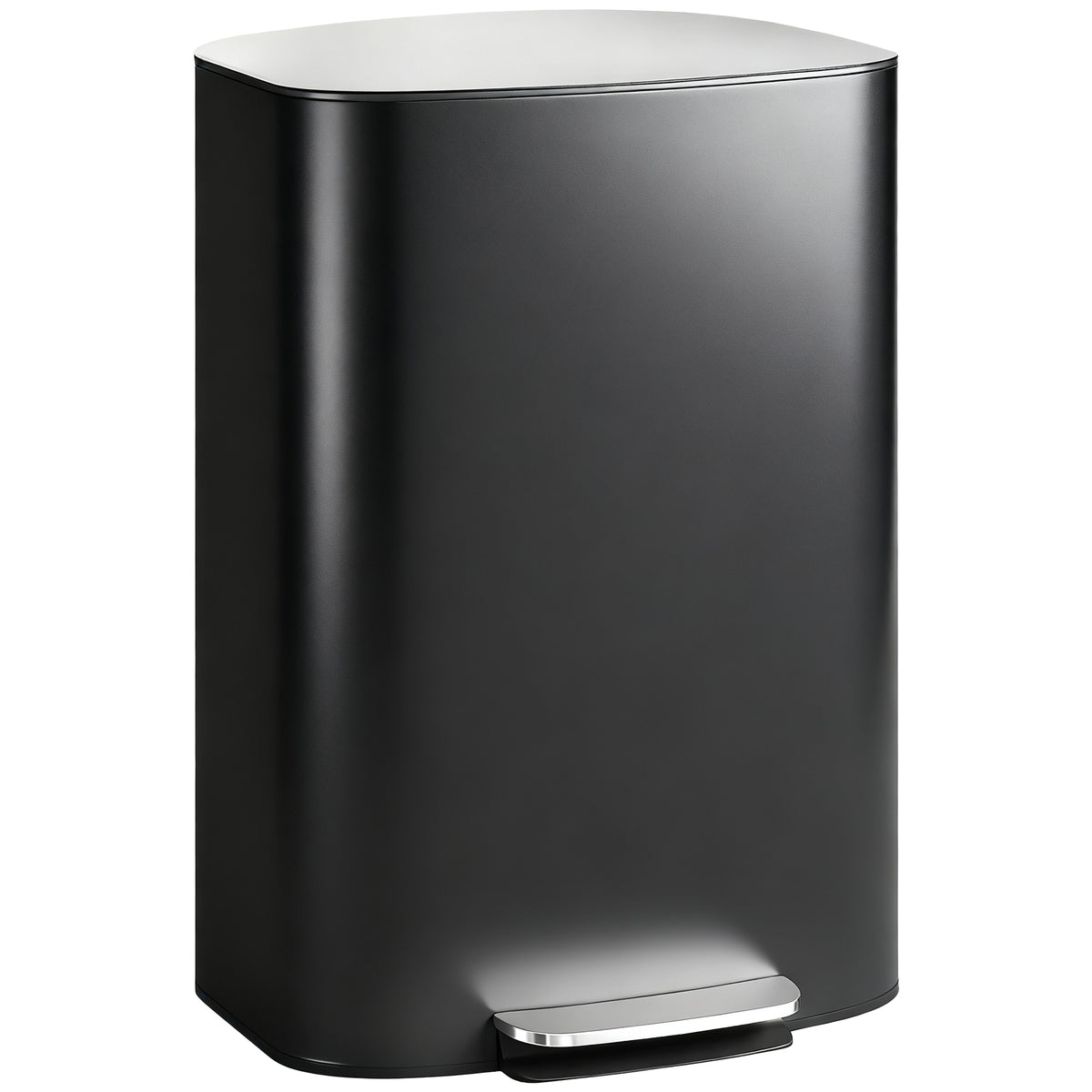 Prullenbak keuken 50 liter pedaalemmer met 'stay-open'-functie, soft-close deksel, pedaal, zwart