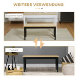 Moderne zitbank voor 2 personen, houten bank, massief hout, gelakt, natuur + zwart (6)