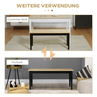 Moderne zitbank voor 2 personen, houten bank, massief hout, gelakt, natuur + zwart (6)