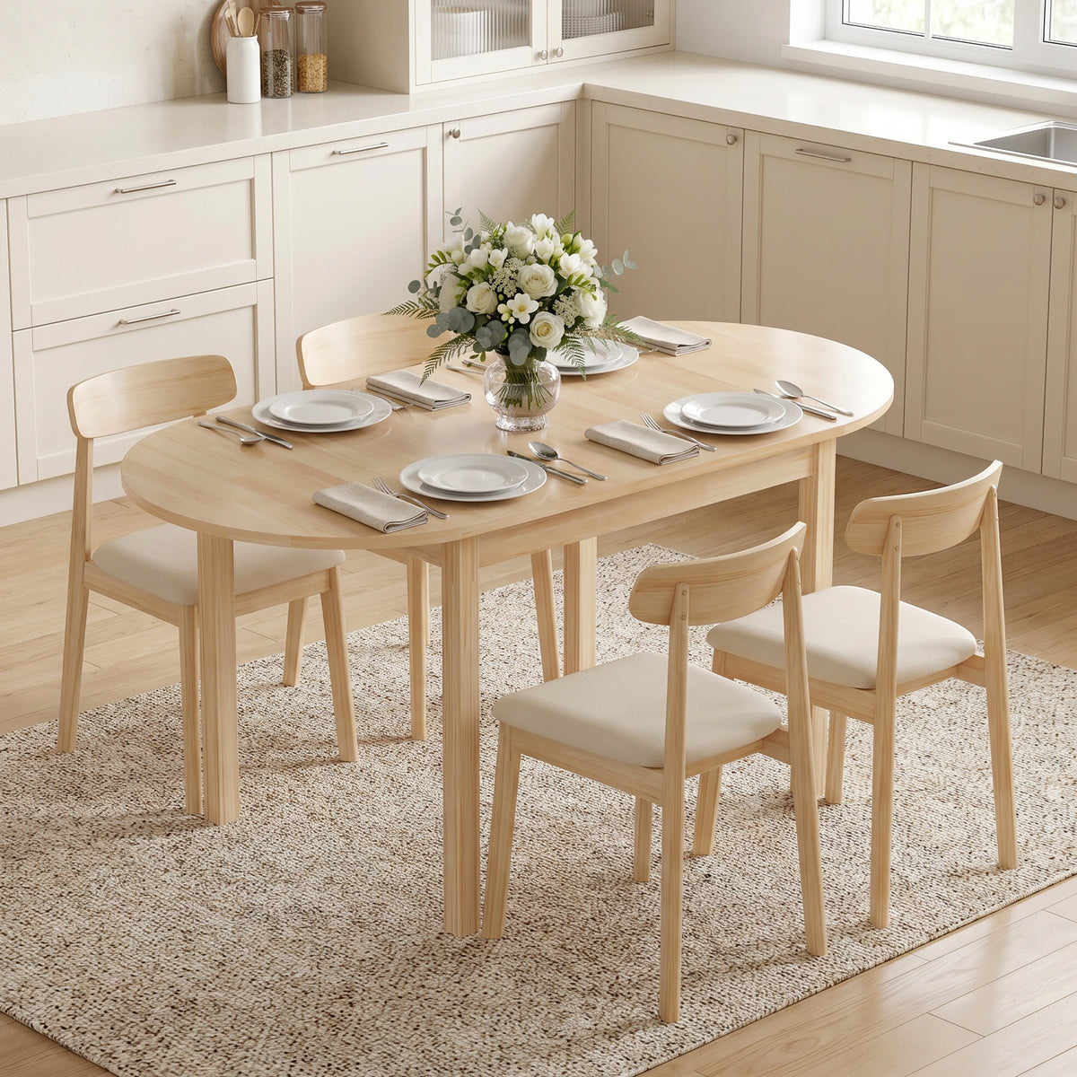 Houten eettafel inklapbaar keukentafel voor 6 personen met klapbladontwerp 140 x 70 x 75 cm naturel hout (2)