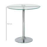 Ronde eettafel met glazen blad, metalen onderstel, zilverkleurig (3)