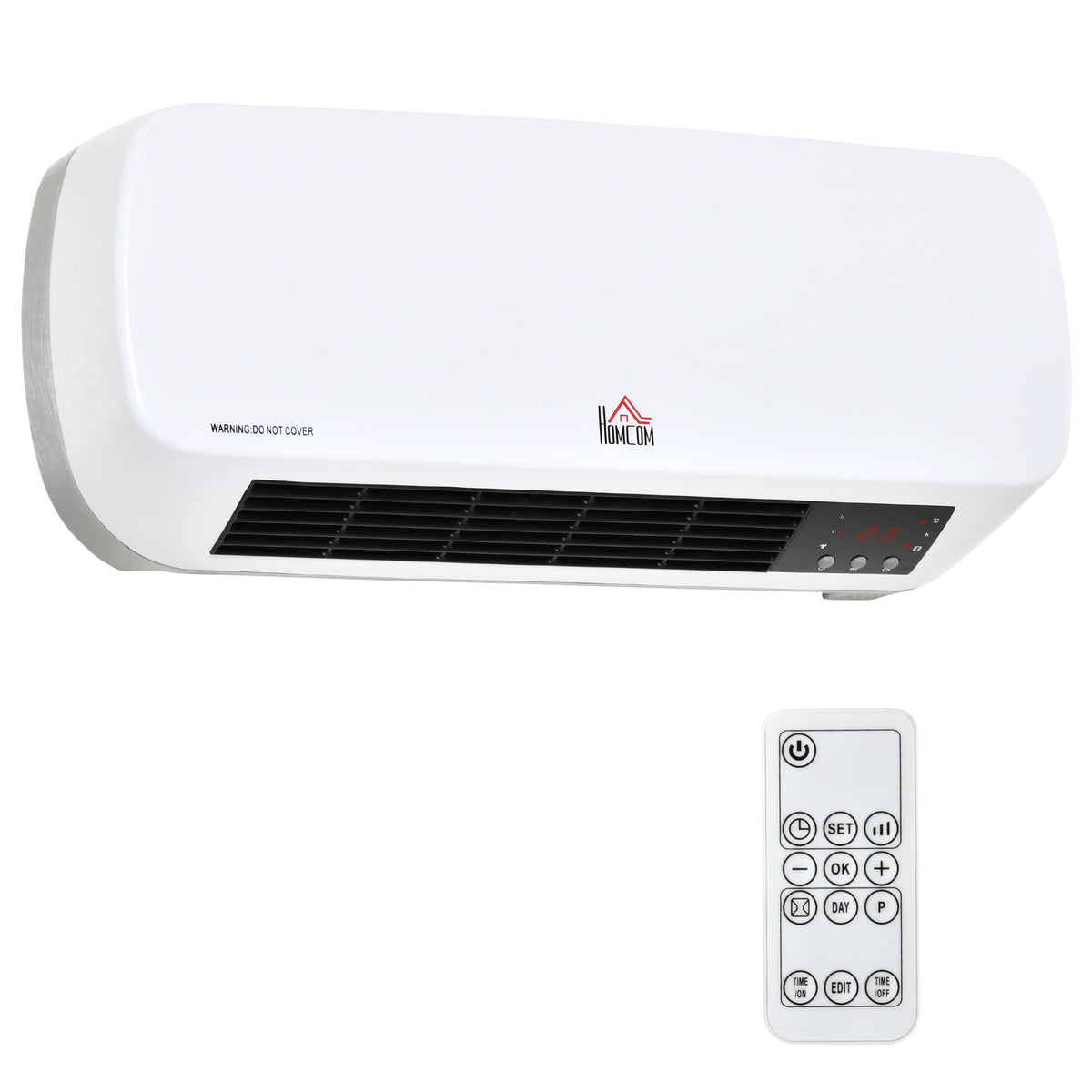 Wandverwarming 2000W met afstandsbediening 2 verwarmingsstanden led-display 12u timer voor badkamer