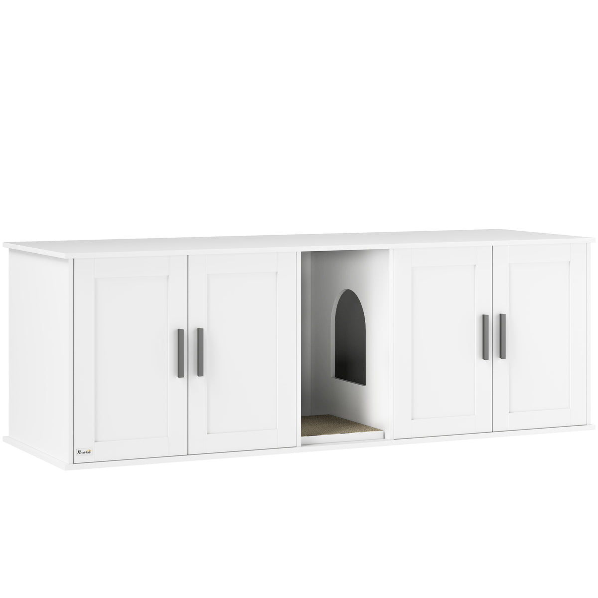 Kattenbakmeubel kattenhuis met deur scheidingswand kattentoilet voor grote katten 145 x 49 x 51 cm wit