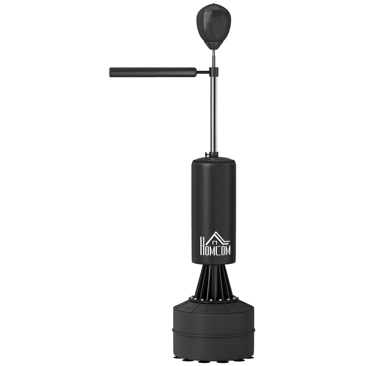 Staande bokszak met speedball, reflexstang, in hoogte verstelbaar, voor volwassenen, 155-205 cm, zwart